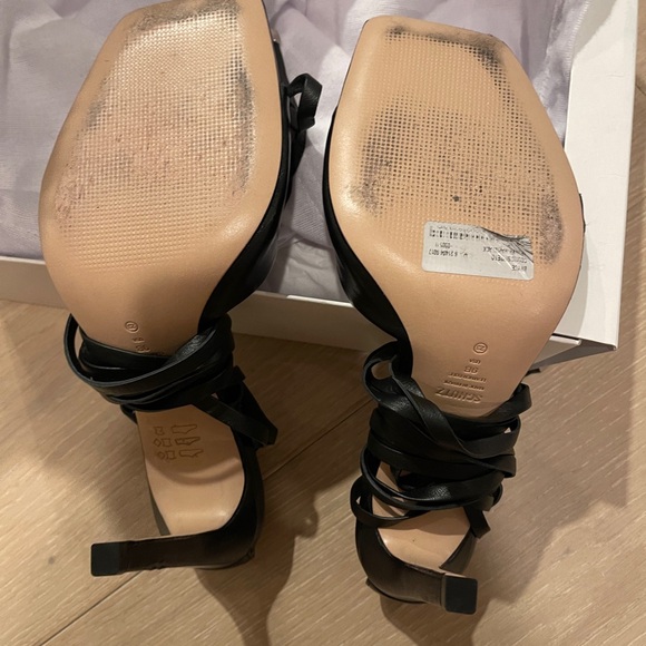 SCHUTZ Black Stiletto Heels with Ankle Ties - Picture 9 of 12
